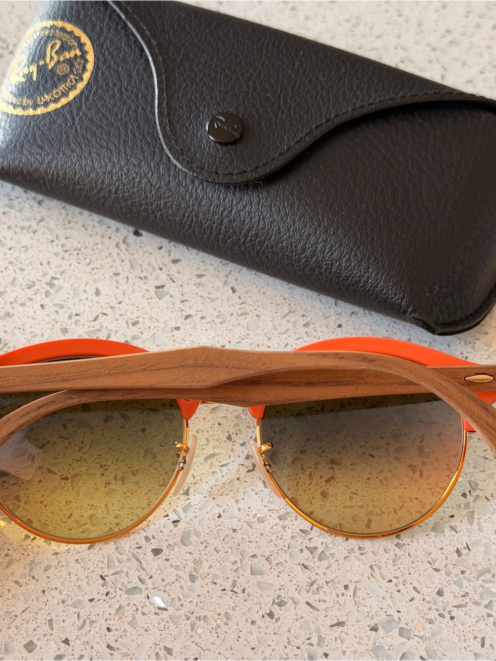 Ray-Ban Women's Round Gold Frame Sunglasses with Copper/Pink Gradient Lenses - Picture 7 of 12